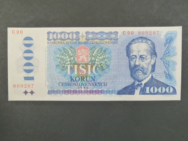 1000 Kčs 1985 série C 90, sériové čísla dál od sebe, poslední série