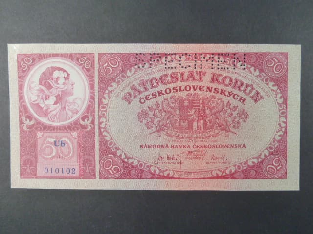 50 Kč 1929 série Ub, perf. SPECIMEN