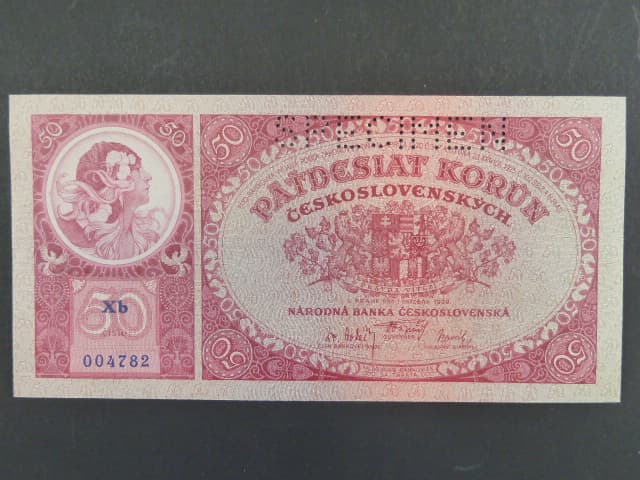 50 Kč 1929 série Xb, perf. SPECIMEN
