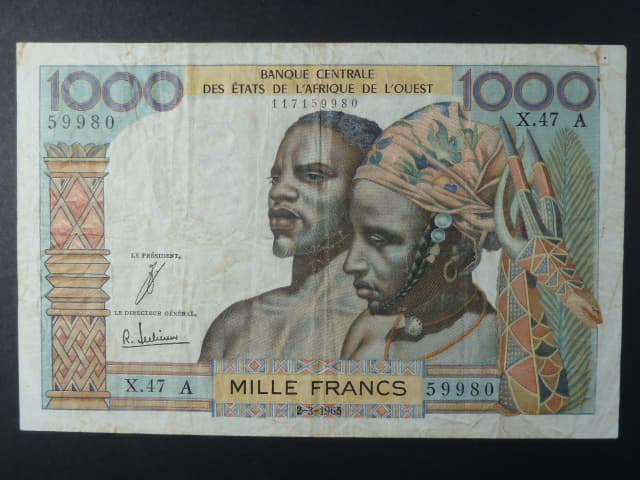 ZÁPADNÍ AFRIKA, POBŘEŽÍ SLONOVINY, 1000 Francs 1964 A, BNB. B108Ad