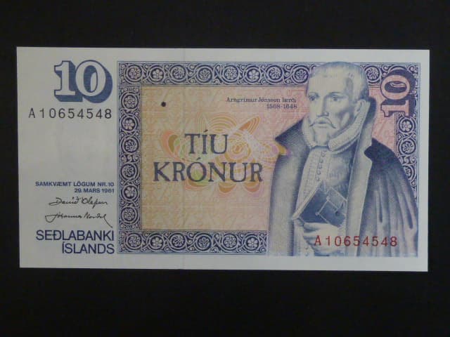 10 Krónur 1961 podpis"Ólafsson/Nordal", BNB B807a, Pi. 48