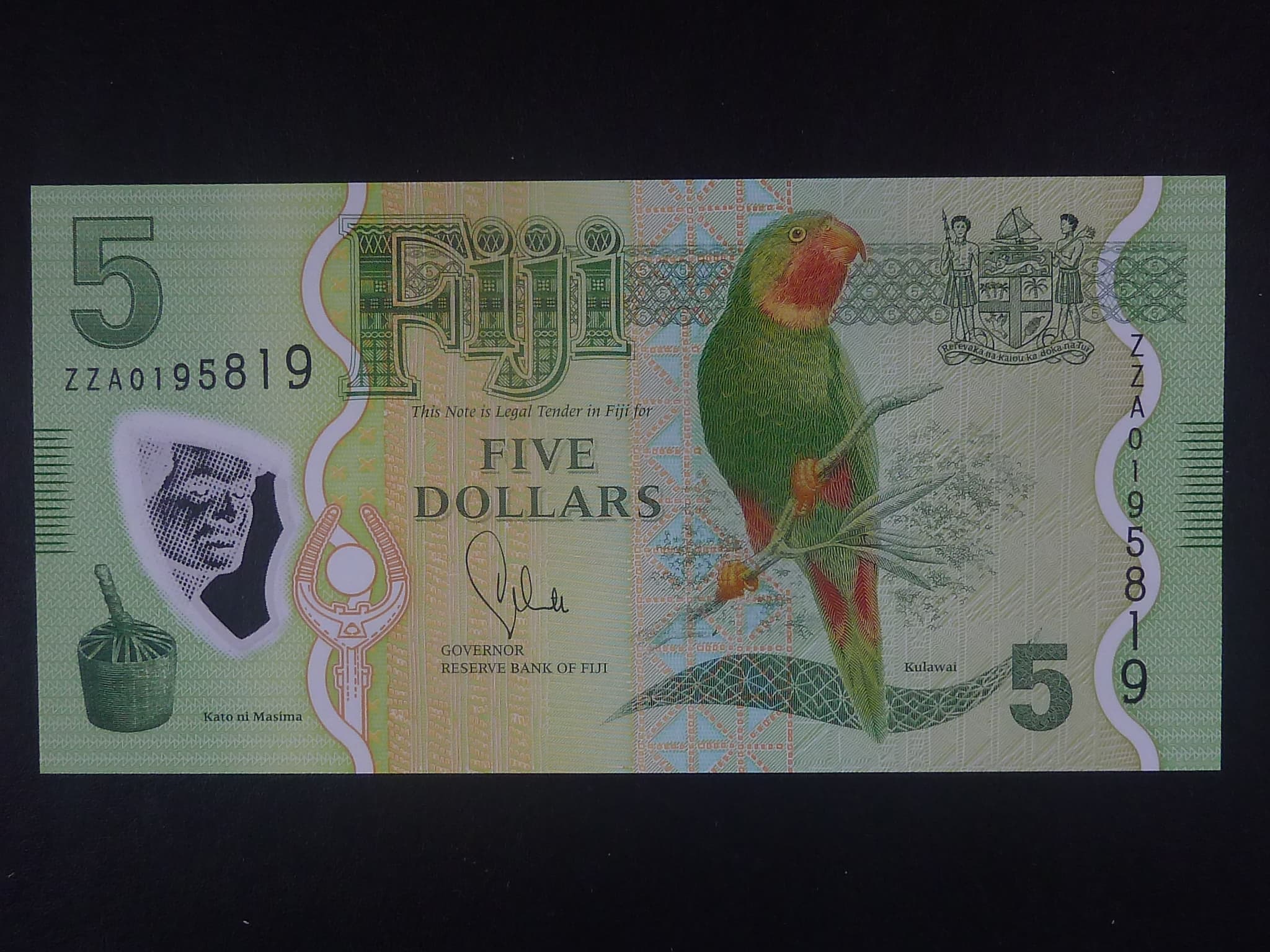 FIDŽI, 5 Dollars 2013 série ZZA Replacement, BNB. B526az, Pi. 115