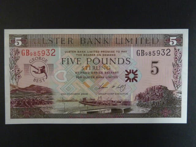 Ulster Bank Limited, 5 Pounds 2006, BNB. B935a, Pi. 339