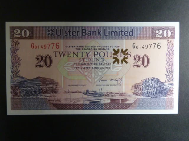 Ulster Bank Limited, 20 Pounds 2007, BNB. B938a, Pi. 342