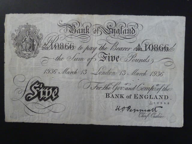 5 Pounds 13.March.1936 "Peppiat" padělek z KT Sachsenhausen, BNB. B161h20