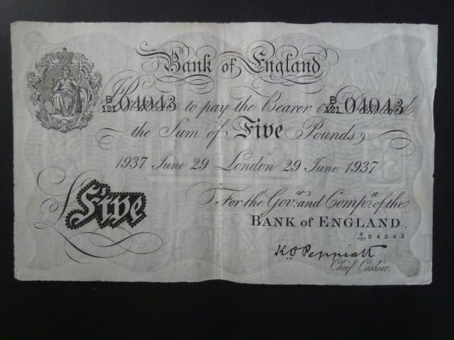 5 Pounds 29.June.1937 "Peppiat" padělek z KT Sachsenhausen, BNB. B161h20