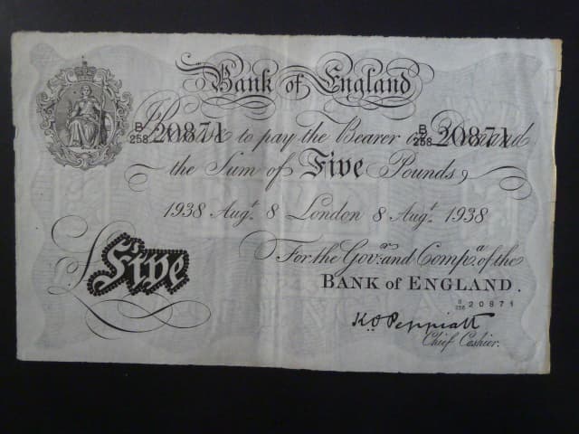 5 Pounds 8.Aug.1938 "Peppiat" padělek z KT Sachsenhausen, BNB. B161h20