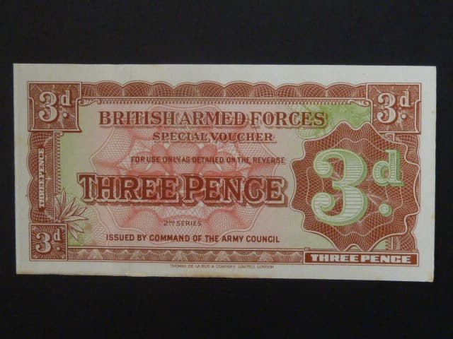 BRITISH ARMED FORCES, 3 Pence 1948, 2nd series, BNB. B708a, Pi. M16a