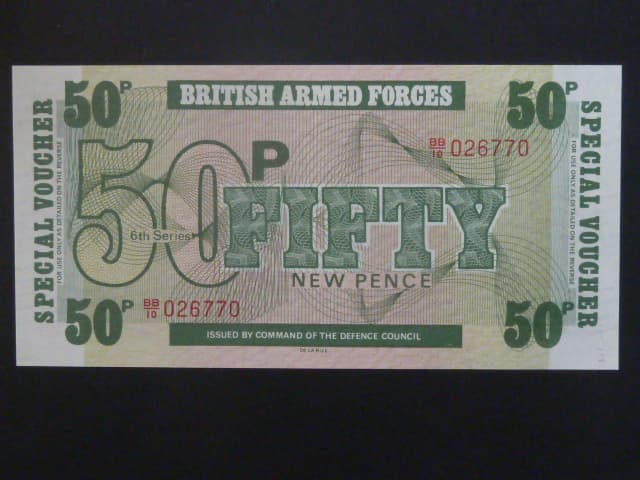 BRITISH ARMED FORCES, 50 Pence 1972, 6th series, BNB. B739a, Pi. M46