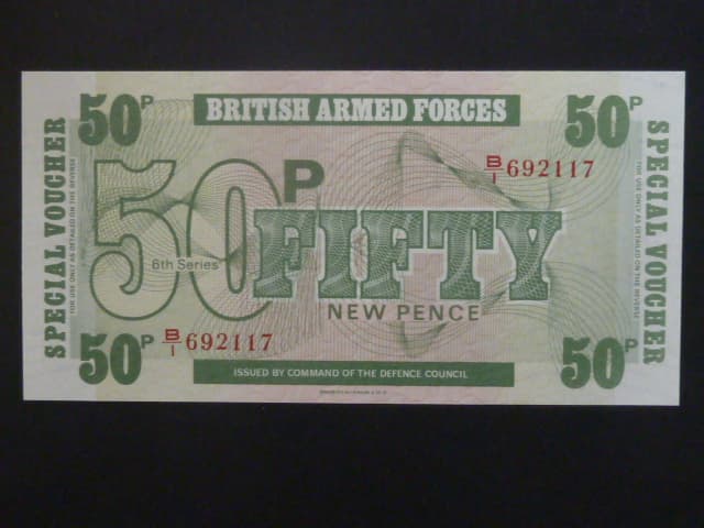 BRITISH ARMED FORCES, 50 Pence 1972, 6th series, BNB. B739b, Pi. M49