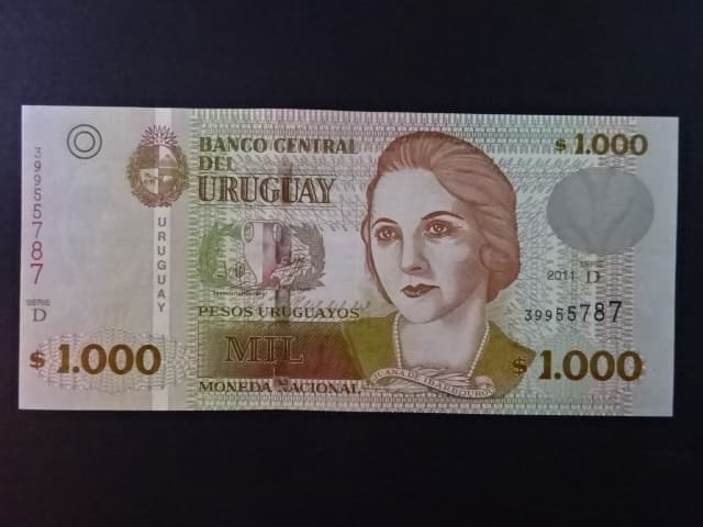 URUGUAY, 1000 Pesos uruguayos 2011, BNB. B550d, Pi. 91