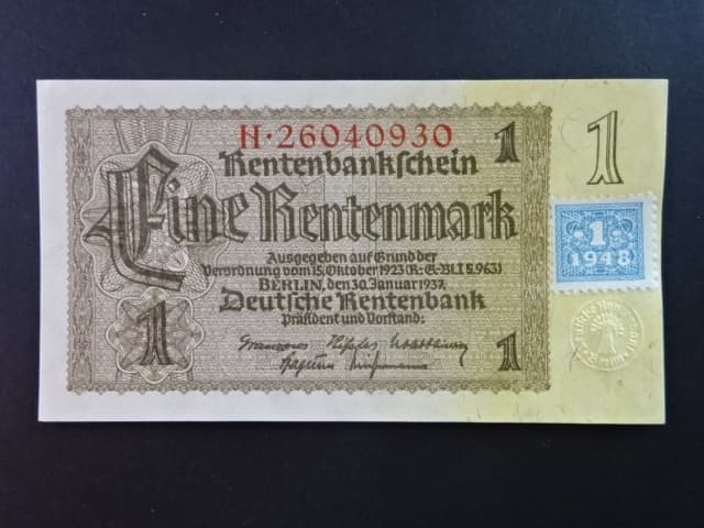 DDR - 1 DM 1948 (1937) série N s kolkem, 8-mi místný říšský číslovač, Ro. 330, Grab. SBZ-1b