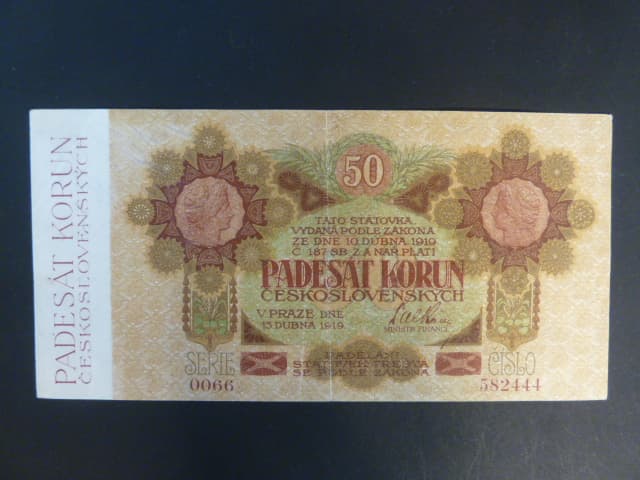 50 Kč 1919 série 0066 široké číslice