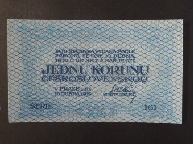 1 Kč 1919 série 161, modrá