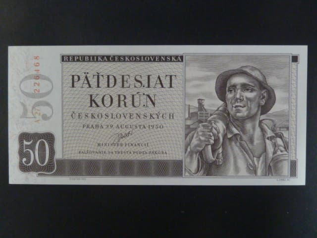 50 Kčs 1950, série A 27, perf. "3md" nad sebou