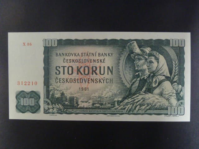 100 Kčs 1961 série X 86, číslovač 2d, vodoznak 14