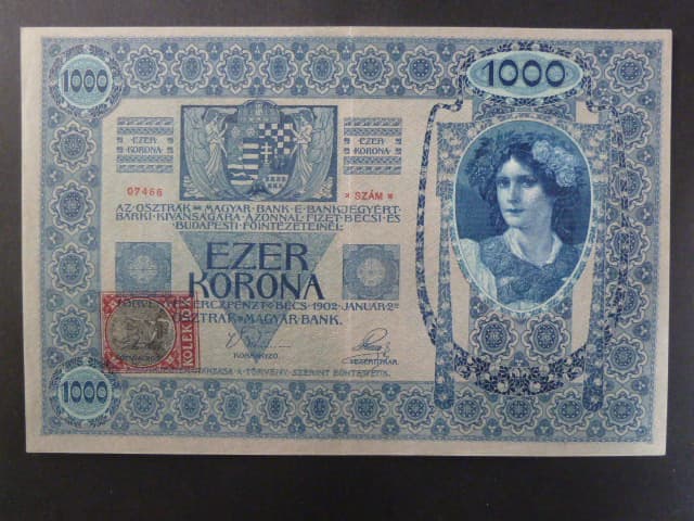 1000 K 1902 série 1225, kolkovaná , typ A3, šedý podtisk