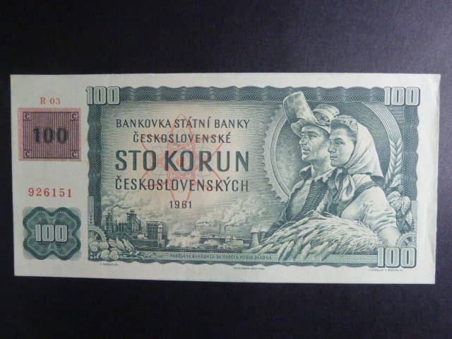 100 Kč 1961/1993 série R 03, kolek, úzký číslovač 1a