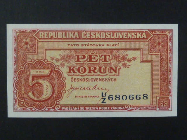 5 Kčs 1945 série U/Z