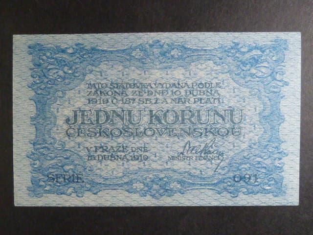 1 Kč 1919 série 091, modrá