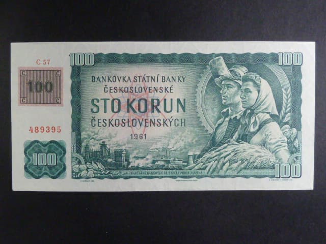 100 Kč 1961/1993 série C 57, kolek, vodoznaková výztuž na líci