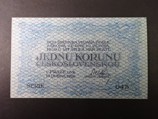 1 Kč 1919 série 045, modrá