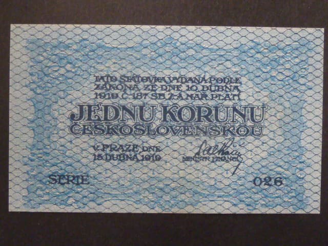 1 Kč 1919 série 026, modrá