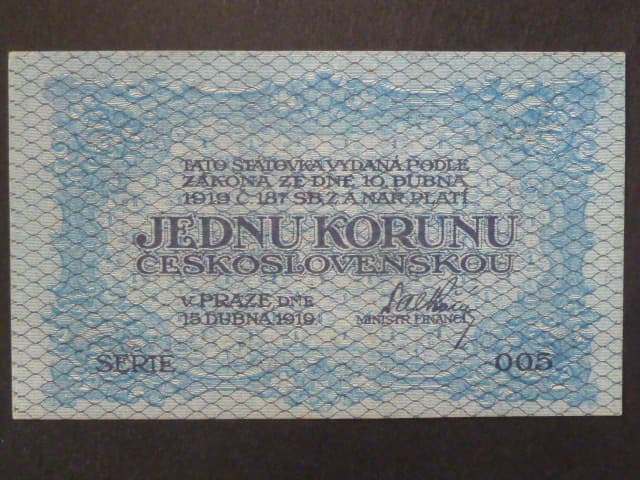 1 Kč 1919 série 005, modrá