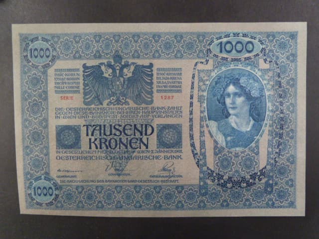 1000 K 2.1.1902 série 1287 šedý podtisk, Ri. 152a