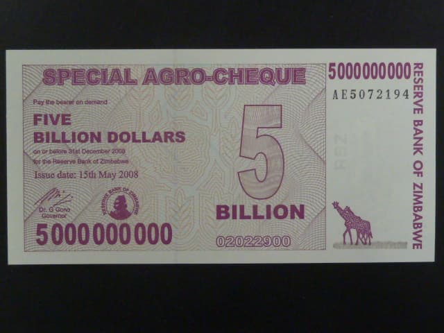ZIMBABWE, 5.000.000.000 Dollars 2008, BNB. B152a, Pi. 61