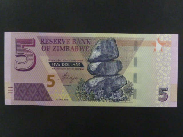 ZIMBABWE, 5 Dollars 2019, BNB. B193a