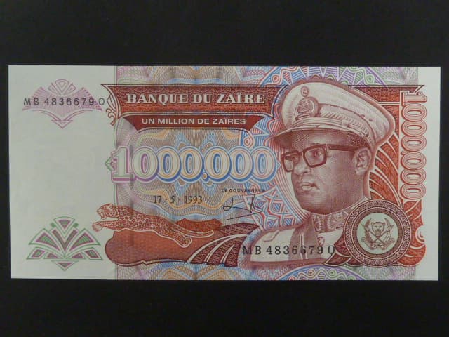 ZAIRE, 1.000.000 Zaires 17.5.1993, BNB. B129c, Pi. 45