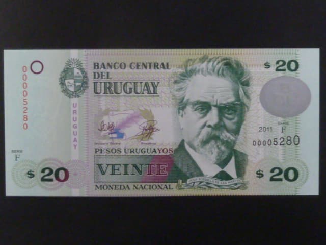 URUGUAY, 20 Pesos uruguayos 2011, BNB. B545f, Pi. 86