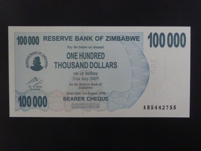 ZIMBABWE, 100.000 Dollars 2006, BNB. B139b, Pi. 48