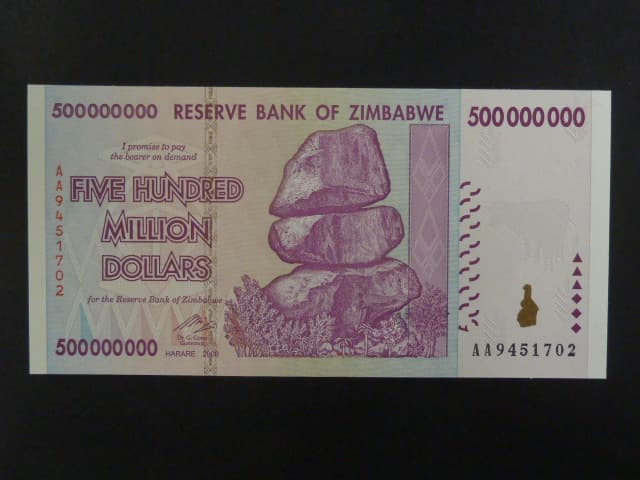 ZIMBABWE, 500 mil Dollars 2008, BNB. B173a, Pi. 82