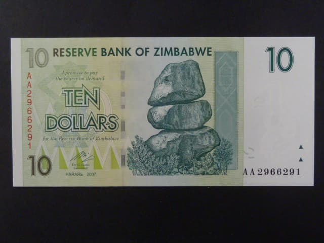 ZIMBABWE, 10 Dollars 2007, BNB. B158a, Pi. 67