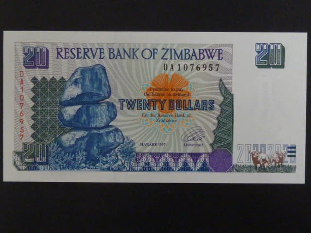 ZIMBABWE, 20 Dollars 1997, BNB. B107a, Pi. 7