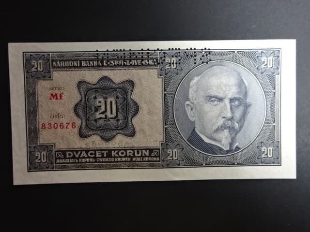 20 Kč 1926 série Mf, perf. SPECIMEN z líce