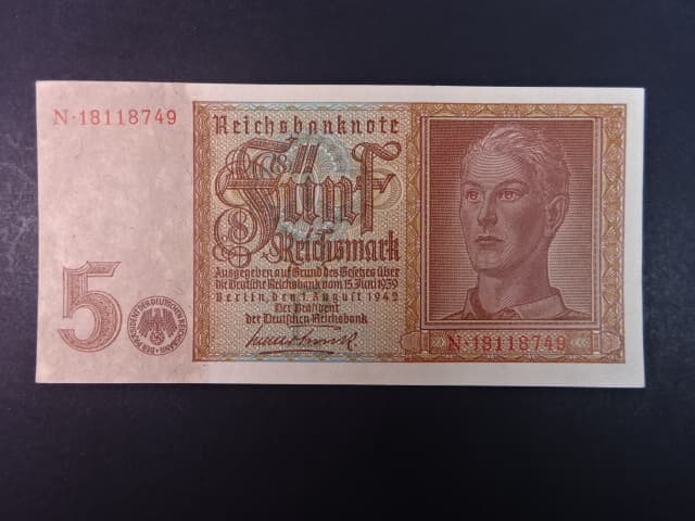 Německo, 5 Rtm 1942 série N, 8-mi místný číslovač, Ba. D1b