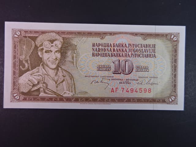 10 Dinara 1968, vélký 7 místný číslovač, BNB. B409c, Pi. 82