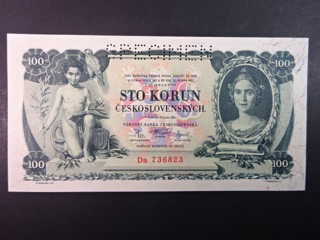 100 Kč 1931 série Da, II.vydání, perf. SPECIMEN