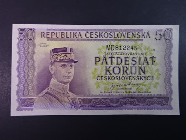 50 Kčs 1945 série MD, perf. "3md" do obloučku