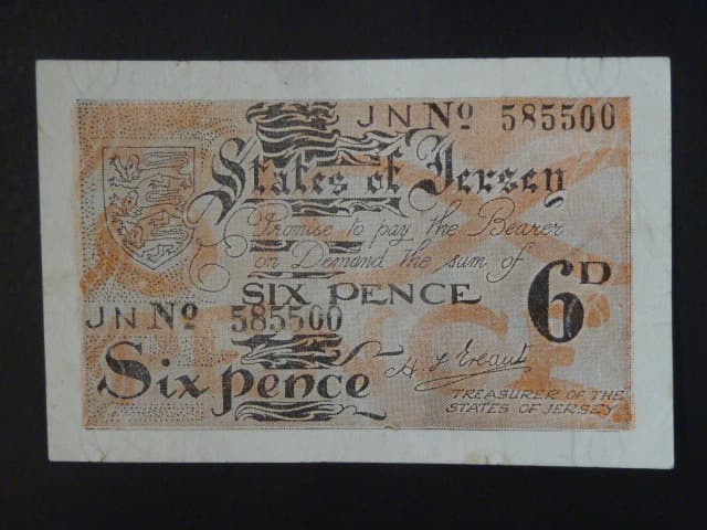 německá okupace, 6 Pence 1942, BNB. B102a, Pi. 1
