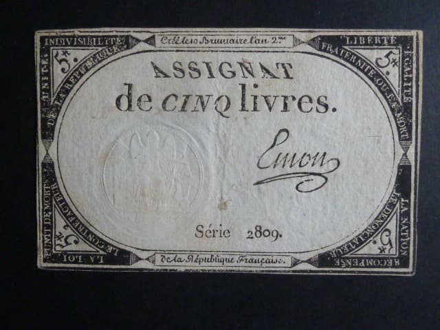 5 Livres 1793 podpis Emon, BNB. B713, Pi. A76