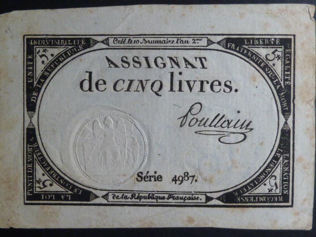 5 Livres 1793 podpis Poullain, BNB. B713, Pi. A76