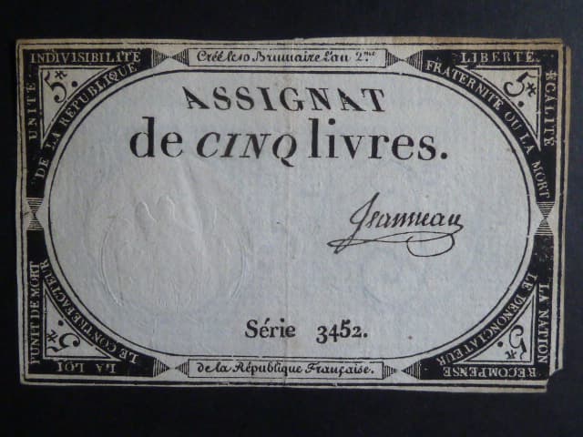 5 Livres 1793 podpis Janneau, BNB. B713, Pi. A76