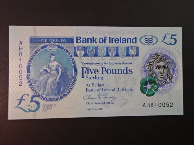 Bank of Ireland, 5 Pounds 2017, BNB. B136a