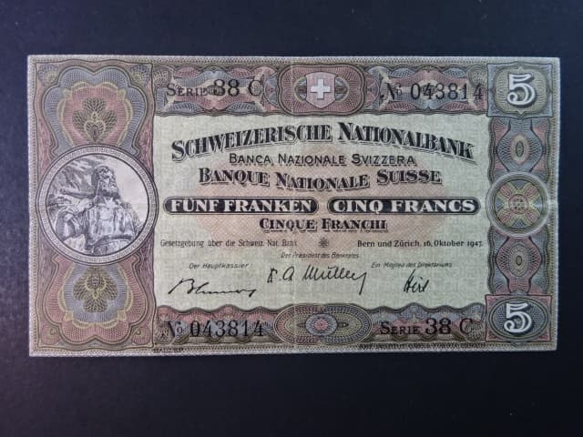 5 Franken 1947, podpis 31, BNB B305m, Pi. 11