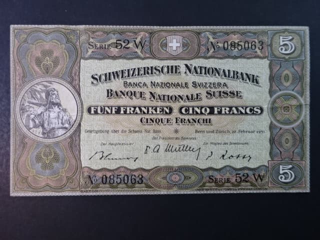 5 Franken 1951, podpis 32, BNB B305o, Pi. 11