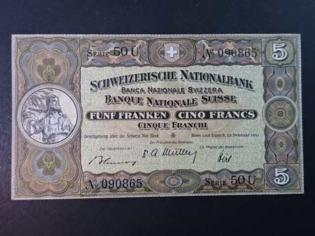 5 Franken 1951, podpis 31, BNB B305o, Pi. 11